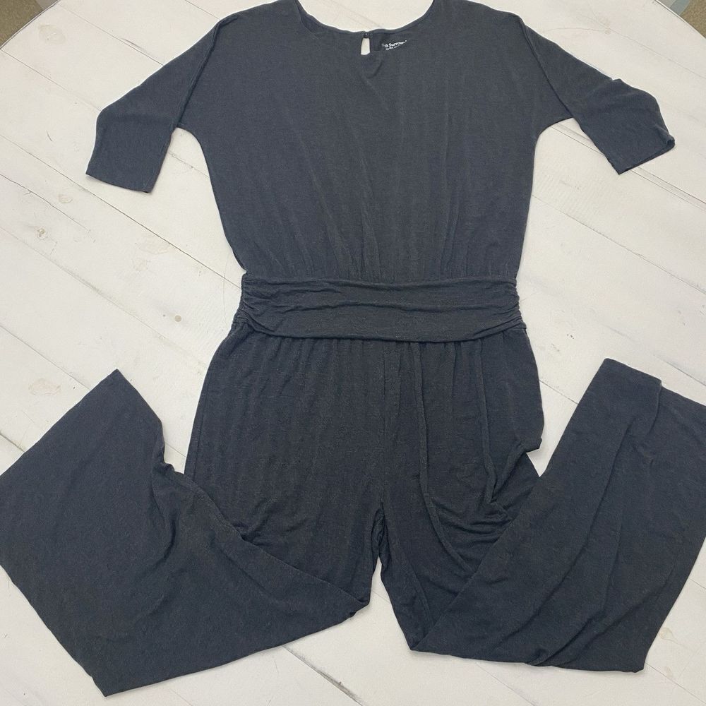 Soft Surroundings Toujours Wide Leg Gray Jersey Stretch Jumpsuit Women's Large
